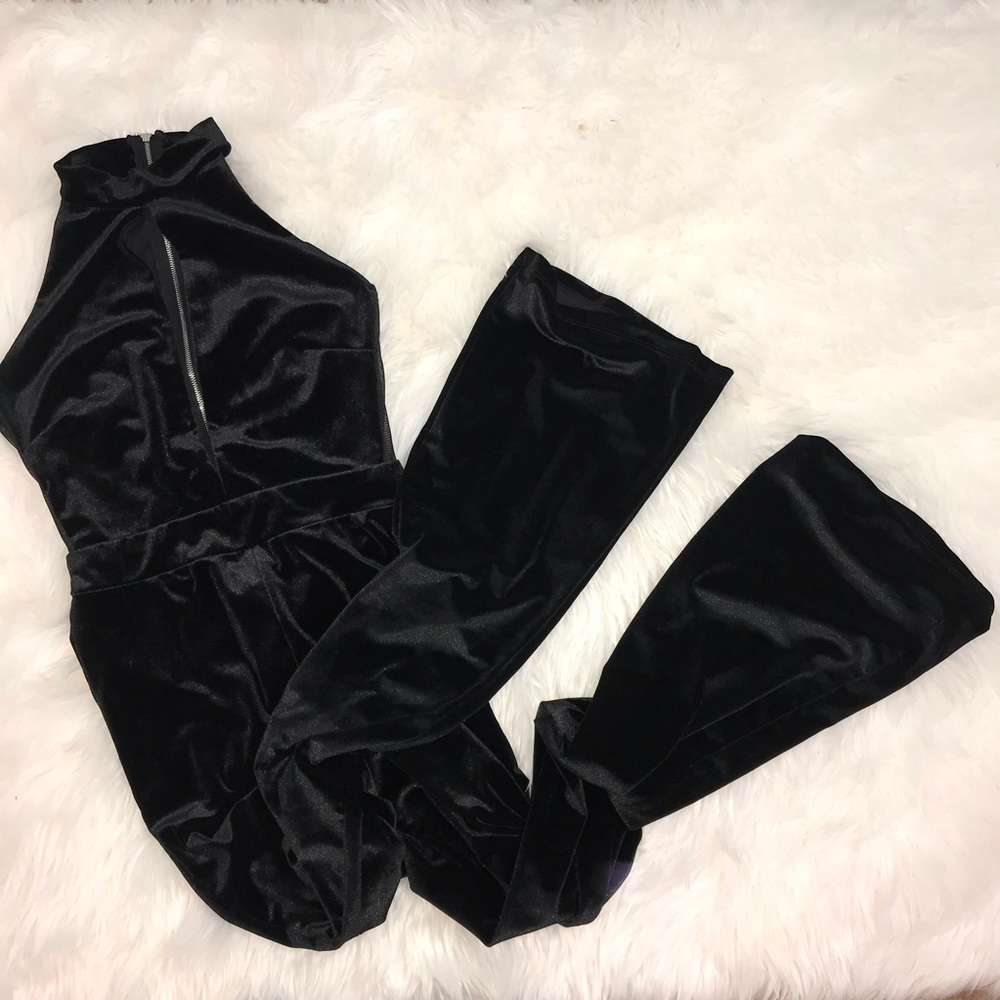 Black velvet jumpsuit